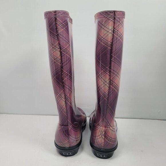 Chinook Women's Purple Plaid Rain Boots US Size 6 Made In USA NWOT - Picture 4 of 10